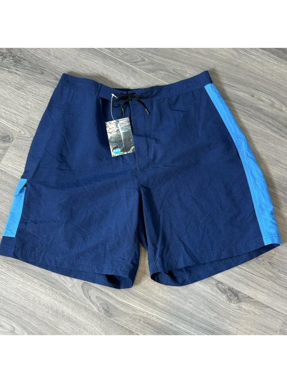 KAVU Board Shorts Mens L Blue Colorblock Five-O Swim Trunks Nylon Pockets Surf